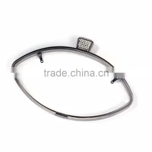 Iron Based Alloy Kiss Clasp Purse Frame Marquise Clear Rhinestone Gunmetal Rectangle 23.8cm(9 3/8") x 16cm(6 2/8"), 1 Piece thumbnail-2