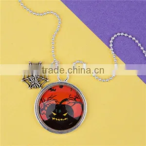 Hot Sale Silver Plated Cobweb Pumpkin Copper Halloween Necklace thumbnail-1