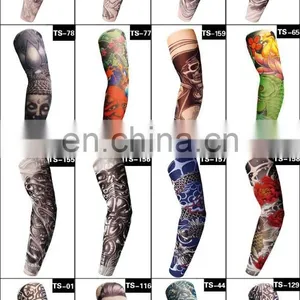 Summer Outdoor Cooling Cycling Sun Block Tattoo Pattern Uv Protection Sleeve Ice Silk Cone Thimble Sunscreen Sleeves thumbnail-4