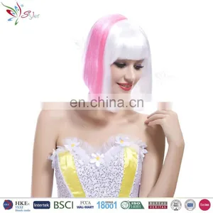 Styler Brand China Supplier White With Pink Wig Wholesale Women Short Straight Bob Hair Wig thumbnail-1