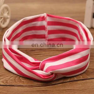 Wholesale Elastic Headwear Turban Headband Wrap With Strip Design Hair Band for Kid thumbnail-6
