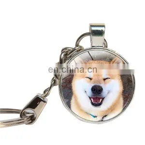 Schnauzer Dog Keychain Glass Cabochon Husky Corgi Lovely Dog Key Ring Glass Dome Pet Custom Photo Key Chains Jewelry Key Holder thumbnail-1