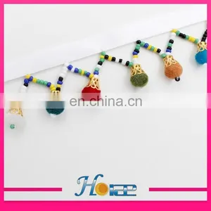 Latest Wooden Bead Lace Trim Wooden Beaded Tassel Fringe Trim thumbnail-6