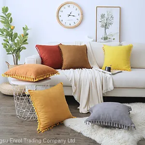 Nordic Style Suede Tassel Cushion thumbnail-3
