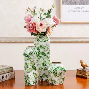 Jingdezhen New Chinese Style Electroplate Fashion Green Ceramic Vase For Coffee Shop thumbnail-2