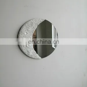 Handmade Gypsum Cement Sand Half Moon Mirror Set For Home Wall Hanging Mirror thumbnail-2