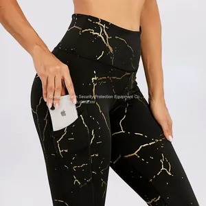 Activewear Manufacturer 2021 New High Waist Yoga Leggings Black Gilded Yoga Pants thumbnail-2