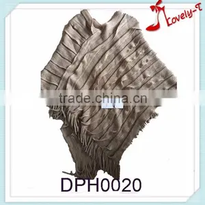 New Arrival Wholesale Cheap Ladies Knit Fashion Acrylic Poncho Shawl Poncho Sweater thumbnail-1