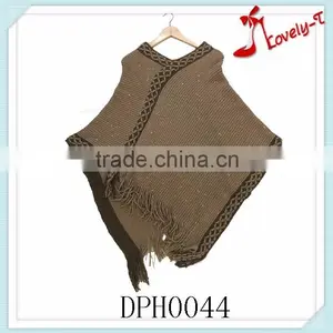 2015 New Fashion Clothing Crochet Knitting Poncho Women Sweater With Tassels thumbnail-1