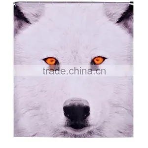 Waterproof New Style Wolf Design Transfer Printing Shower Curtain thumbnail-2