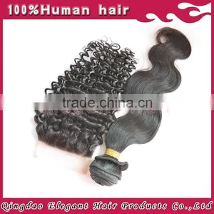 High Quality Natural Color Wavy Brazilian Virgin Hair Bundles With Lace Closure thumbnail-1