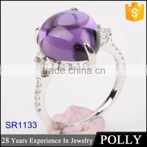 OEM Solid Lapis Prong Set Center 18k White Gold 750 Ring Jewelry thumbnail-1