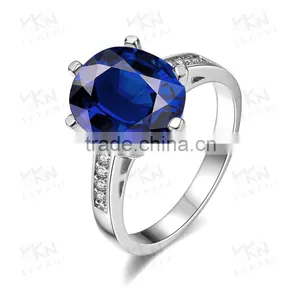 18k Plated Luxury Sapphire Gemstone Women Engagement Wedding Rings thumbnail-5