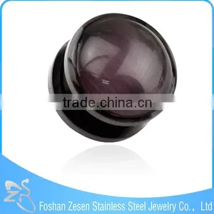 TP011448 New Arrive Stainless Steel Body Piercing Pink Imitation Cat's Eye Stone Ear Plug thumbnail-5