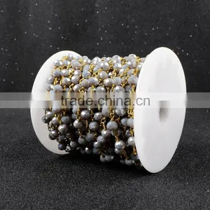 $4/meter by Trade Assurance- Fashion Grey Faceted Crystal Quartz Jade Beaded Stone Chains for Necklace thumbnail-3