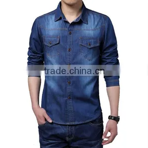 OEM Denim Shirt Dress Men Cheap Jean Shirt Wholesale thumbnail-1