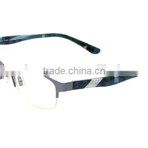 Half Frame Stainless Steel Facing Acetate Temple Spectacle Frames thumbnail-3