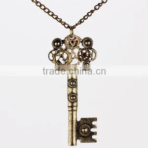 51 CM Long Chain Antique Gold Steampunk Style Pendant Necklace From Yiwu Market thumbnail-4