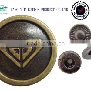 18mm Antique Brass Embossed Metal Snap Flatback Cover Button thumbnail-1