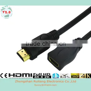 Low Price HDMI 19pin Male to Female Cable With Gold Connector Support 3D and 4K thumbnail-2