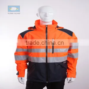 High Visibility Orange Waterproof pu Jacket With EN343 EN20471 thumbnail-1