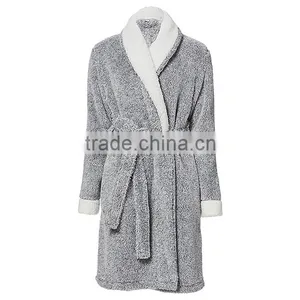 Wholesale 100% Polyester Heather Grey Winter Warm Mens Coral Fleece Sleep Robe thumbnail-1
