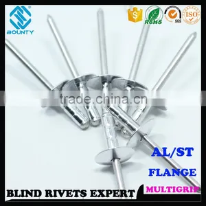 HIGH QUALITY FACTORY OPEN HEAD ALUMINUM STEEL LARGE FLANGE HEAD MULTI GRIP POP BLIND RIVETS thumbnail-1