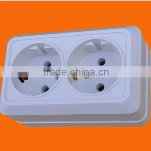 EU Style Surface Mounting Double Socket Outlet With Grounding (S1210) thumbnail-1