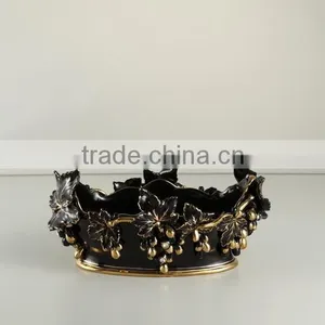 Black Real Gold Grape Antique Ceramic Tissue Box Cover for Home Decoration thumbnail-2