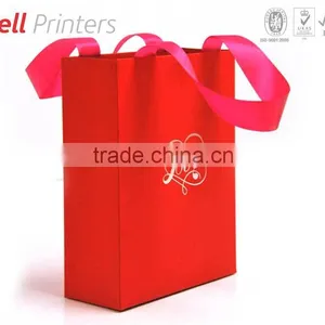 Red Color Recyclable Paper Bag With Gold Stamping From India thumbnail-1