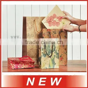Kraft Paper Bag,gift Bag,packing Bag,flower Print,there Size thumbnail-1