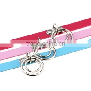 Hot Sale Fashion Sexy Punk Gothic Leather Choker Necklace Round Metal Pendant Buckle Collar Anime Necklaces thumbnail-6