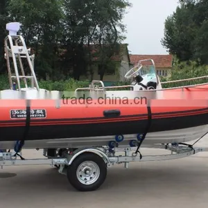 CE 5.2m Red New Style Made in China Fiberglass Inflatable Boat With Two Outboard Engine and Sound Audio and Suona thumbnail-1