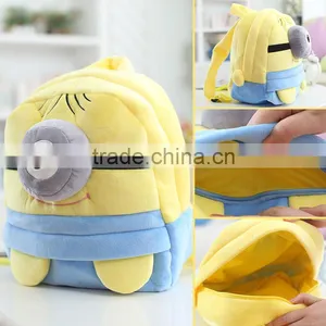 25*19cm(S)/35*28cm(L) Lovely Customzied Yellow Single-eye Plush Animal Cartoon Backpack for Children thumbnail-1
