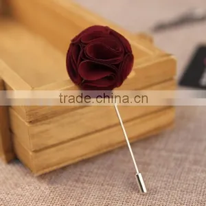 Handmade Fabric Lapel Flower Brooch Boutonniere Tuxedo Stick thumbnail-2