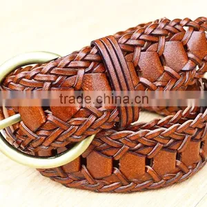 2015 Hot Design Lady Belts Brown Fashion Braided Leather Belt thumbnail-1