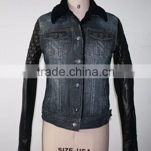 High Quality Women PU Winter Coat Jeans Jacket Fashion Style thumbnail-2
