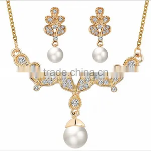 Newest Women Fashionable Pearl Wedding Necklace and Earrings Set Jewelry Set thumbnail-4