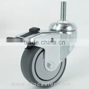 75mm TPR Caster With pp Core With Threaded Stem and Brake thumbnail-1