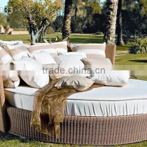 Poly Rattan Round Sunbed Outdoor Furniture - Hotel and Resort Sun Lounger thumbnail-1