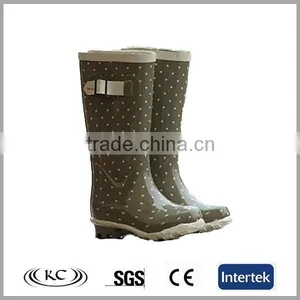 Dot Printed Grey Ladies' Gumboots thumbnail-1