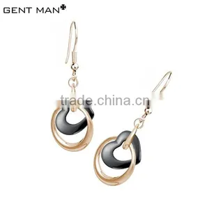 Stainless Steel Rose Gold Earrings for Woman With Ceramic Heart thumbnail-1
