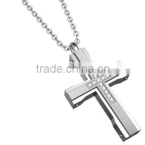 Blue 316L Stainless Steel Jesus Pendant Titanium Cross Pendant for Men thumbnail-6