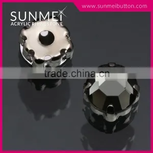 Hot Sale Round Shape Black Crystal Rhinestone Upholstery in Metal Sew on Setting thumbnail-2