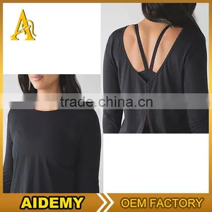 Factory Wholesale OEM Long Sleeve Women Yoga Shirt thumbnail-2