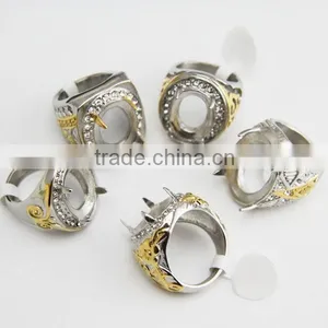 Factory Direct Wholesale High Quality Fashion Men's Stainless Steel Ring With Stone thumbnail-2