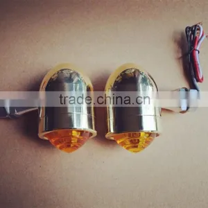 MOTORCYCLE MARKER/ TURN SIGNALS BRASS BLACK LIGHTS LED thumbnail-2