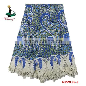 Newest Design Ankara Wax Mix Lace Fabric African Dutch Wax With Polyester Lace thumbnail-3