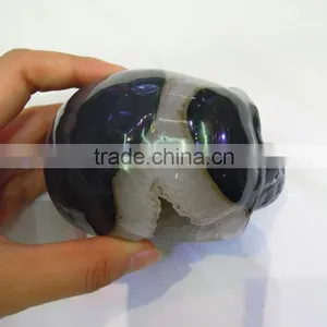 Natural Hand Carved Stone Agate Skull Buy Agate Geode Skull Gift for Women thumbnail-5
