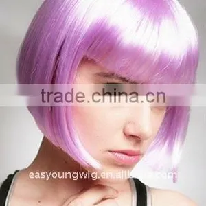 New Halloween Wig, Cheap Purple Synthetic Hair Short Bob Wigs, Party Wig thumbnail-2